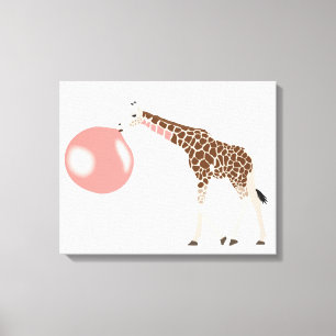 Bubble Gum Giraffe Baling Bubble Canvas Afdruk