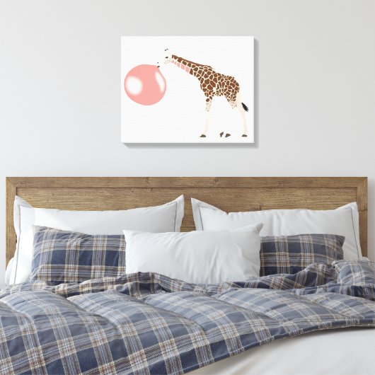 Bubble Gum Giraffe Baling Bubble Canvas Afdruk (Insitu (Slaapkamer))