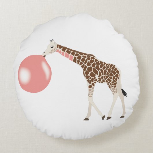 Bubble Gum Giraffe Baling Bubble Rond Kussen (Achterkant)