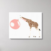 Bubble Gum Giraffe die een bubbel blaast Canvas Afdruk (Voorkant)