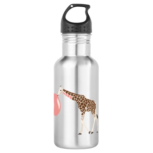 Bubble Gum Giraffe die een bubbel blaast Waterfles (Voorkant)
