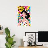 Bubble Gum Girl Pop Art Poster (Thuiskantoor)