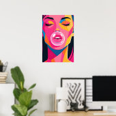 Bubble Gum Girl Pop Art Poster (Thuiskantoor)