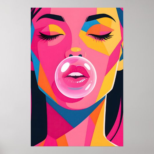 Bubble Gum Girl Pop Art Poster (Voorkant)