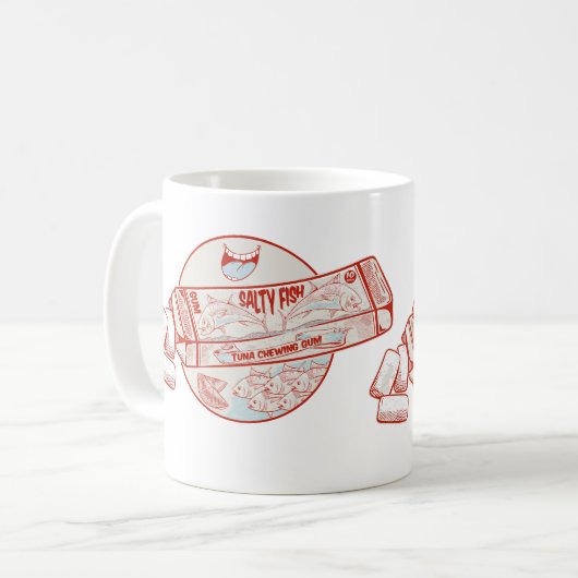 Bubble gum grappige tonijn vis smaak koffiemok (Voorkant links)