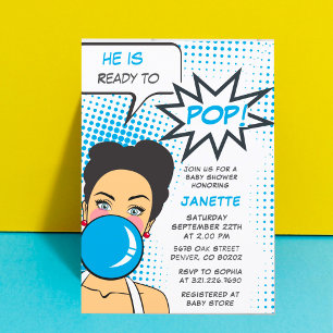 Bubble Gum Klaar om Pop Meisje Baby shower Kaart