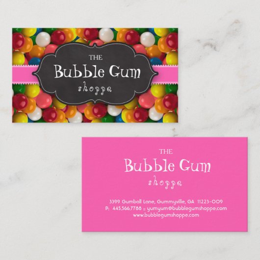 Bubble gum kleurful gumball roze stripper visitekaartje (Voorkant / Achterkant)