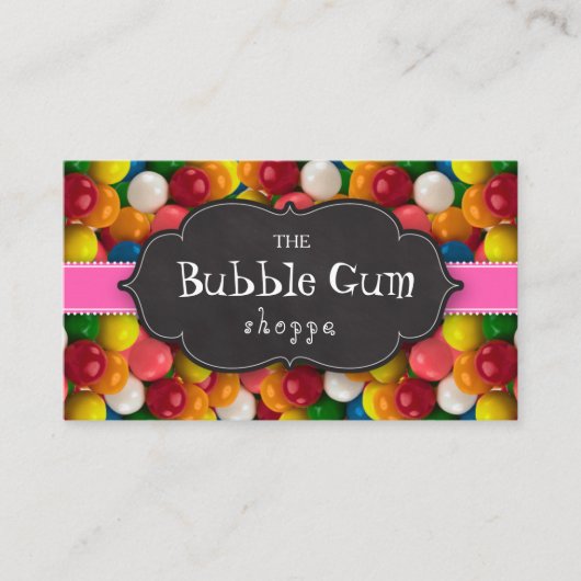 Bubble gum kleurful gumball roze stripper visitekaartje (Voorkant)