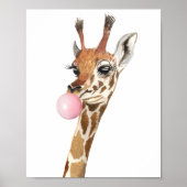 Bubble Gum Mooie Giraffe Kinderkamer Poster (Voorkant)