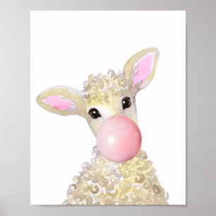 Bubble gum Nursery Lamb Boerderij Baby Sheep Poster