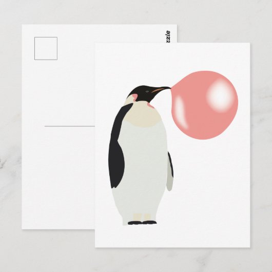 Bubble Gum Penguin Blowcosbubbels Briefkaart (Voorkant / Achterkant)