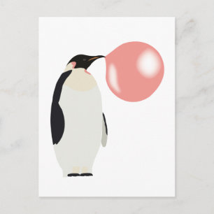 Bubble Gum Penguin Blowcosbubbels Briefkaart