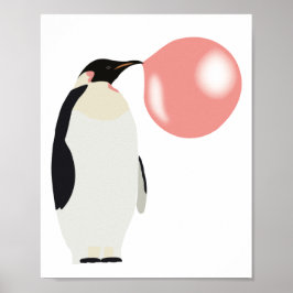 Bubble Gum Penguin Blowcosbubbels Poster