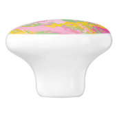 Bubble Gum Pink en Green Paint Splatter Keramische Knop (Zijkant)