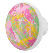 Bubble Gum Pink en Green Paint Splatter Keramische Knop (Rechts)