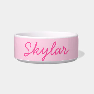 Bubble Gum Pink Hot Pink Aangepast Cursief naampla Voerbakje