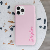 Bubble Gum Pink Hot Pink Aangepaste cursieve naam Case-Mate iPhone Case