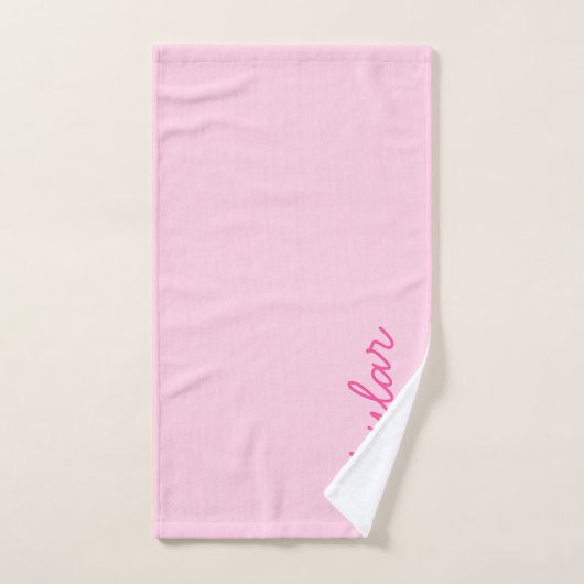 Bubble Gum Pink Hot Roze Aangepaste Cursieve Naam Bad Handdoek (Handdoek)