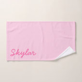 Bubble Gum Pink Hot Roze Aangepaste Cursieve Naam Bad Handdoek (Handdoek)