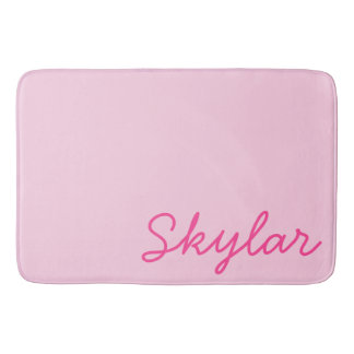 Bubble Gum Pink Hot Roze Aangepaste Cursieve Naam Badmat