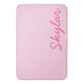 Bubble Gum Pink Hot Roze Aangepaste Cursieve Naam Badmat (Voorkant Verticaal)