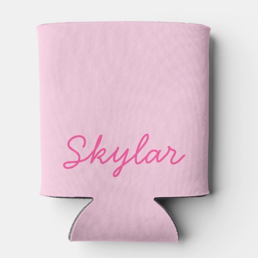 Bubble Gum Pink Hot Roze Aangepaste Cursieve Naam Blikjeskoeler (Achterkant)