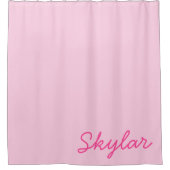 Bubble Gum Pink Hot Roze Aangepaste Cursieve Naam Douchegordijn (Voorkant)