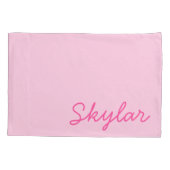Bubble Gum Pink Hot Roze Aangepaste Cursieve Naam Kussensloop (Achterkant)