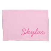 Bubble Gum Pink Hot Roze Aangepaste Cursieve Naam Kussensloop (Voorkant)
