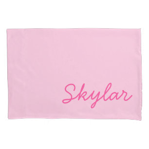 Bubble Gum Pink Hot Roze Aangepaste Cursieve Naam Kussensloop