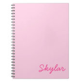 Bubble Gum Pink Hot Roze Aangepaste Cursieve Naam Notitieboek (Voorkant)