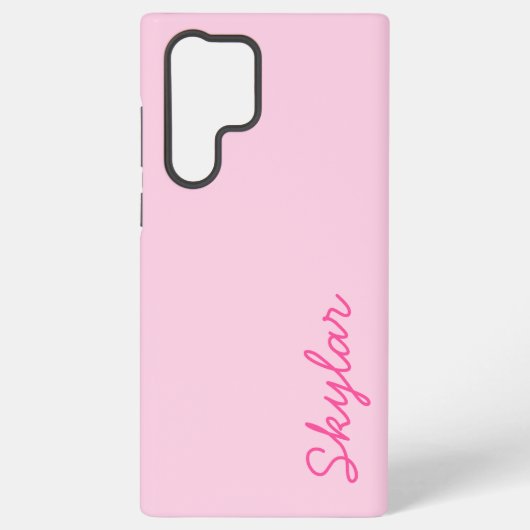 Bubble Gum Pink Hot Roze Aangepaste Cursieve Naam Samsung Galaxy Hoesje (Achterkant)