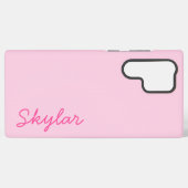 Bubble Gum Pink Hot Roze Aangepaste Cursieve Naam Samsung Galaxy Hoesje (Achterkant horizontaal)