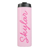 Bubble Gum Pink Hot Roze Aangepaste Cursieve Naam Thermosbeker (Voorkant)