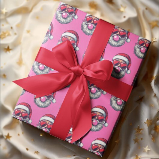 Bubble Gum Pink Santa Heart Zonnebril Cadeaupapier