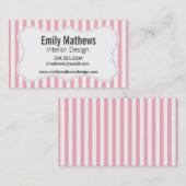 Bubble Gum Pink Stripes; Gestreept Visitekaartje (Voorkant / Achterkant)