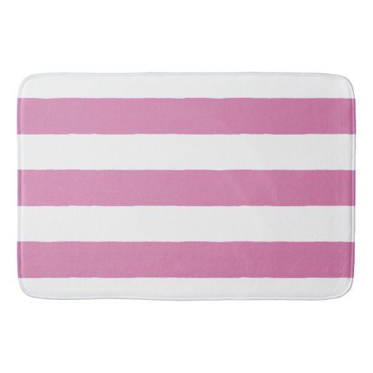 Bubble Gum Pink & White Striped Bath Mat (Voorkant)