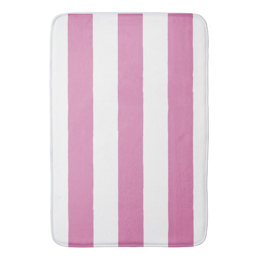 Bubble Gum Pink & White Striped Bath Mat (Voorkant Verticaal)