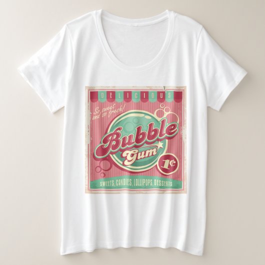 Bubble Gum Plus-Grootte Shirt (Design voorkant)