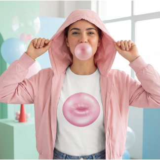Bubble Gum Pop Lips – Roze Pop Art Illustratie T-shirt