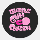 Bubble Gum Queen Ronde Sticker (Voorkant)