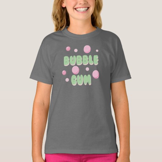 Bubble Gum Retro Mint en Roze Typografie T-shirt (Voorkant)