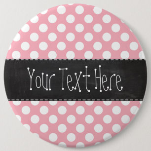 Bubble gum roze pokadots; Retro Chalkboard Ronde Button 6,0 Cm