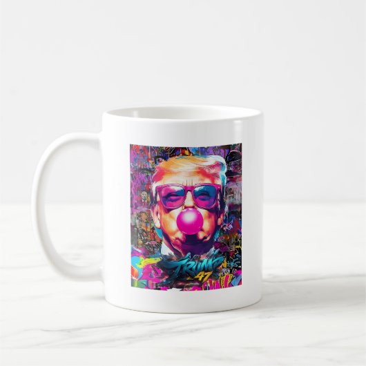 Bubble Gum Roze Zonnebril Met Graffiti Koffiemok (Links)