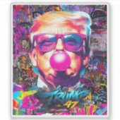Bubble Gum Roze Zonnebril Met Graffiti Sticker (Voorkant)