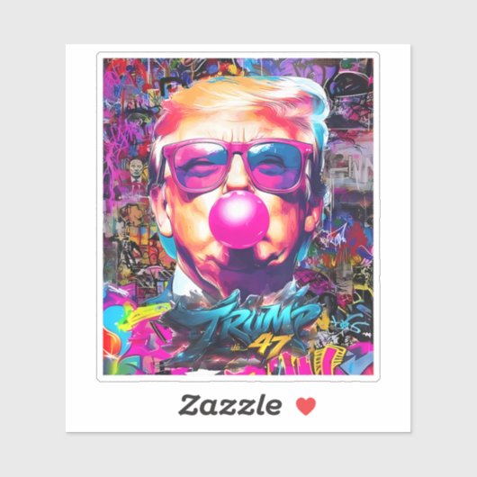 Bubble Gum Roze Zonnebril Met Graffiti Sticker (Vel)