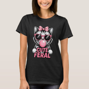 Bubble Gum Roze Zonnebril Zoete Maar Wilde Kat T-shirt