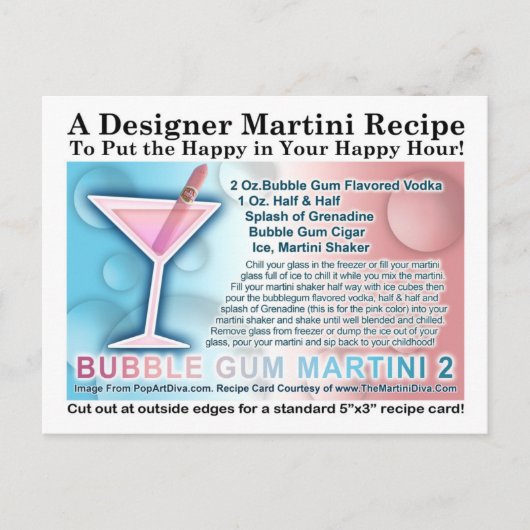 Bubble Gum Snoep Martini Opus Twee Recept Kaart (Voorkant)