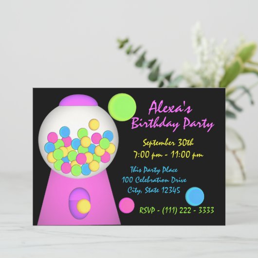 Bubble Gum Verjaardag Kaart (Staand voorkant)