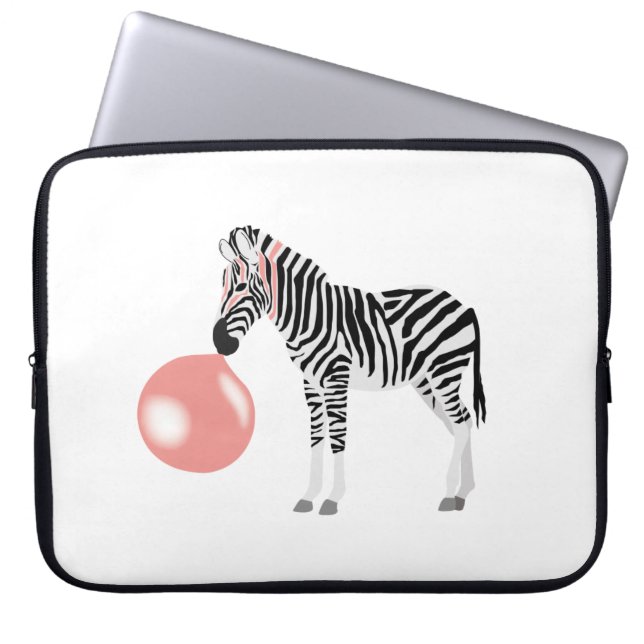 Bubble Gum Zebra Baling Bubble Laptop Sleeve (Voorkant)